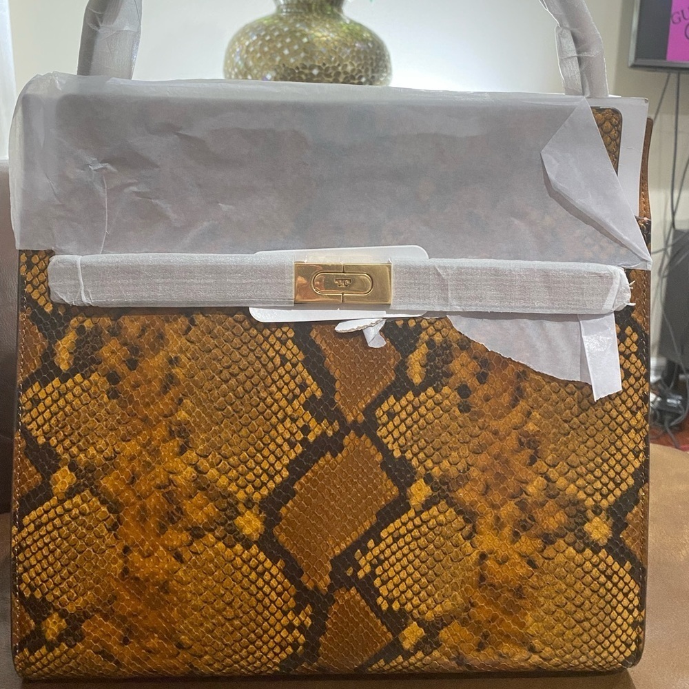 TORY BURCH• Lee Radziwill Double Exotic Bag - Picture 7 of 13